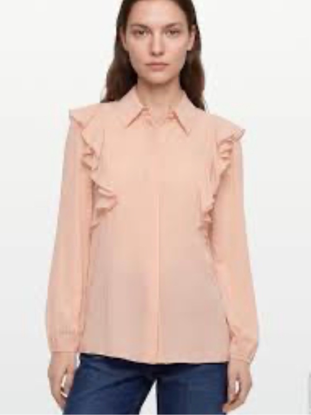 Chloe Silk Ruffle-Trim Button-Down Blouse - Pansy Pink